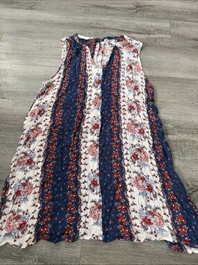 Sleeveless Midi Dress in Navy, White & Red Floral - Women